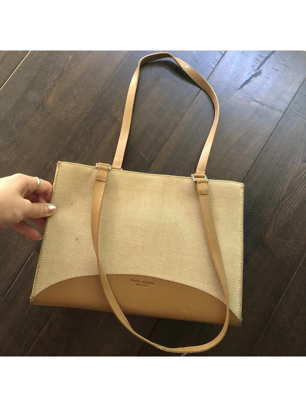 Y2k Kate Spade Cream Picnic Classic Elegant Chic Woven Knit Linen Purse